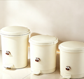 Cute Bear Step Trash Can with Hands-Free Pedal | Cream White Waste Bin with 3D Bear Face for Bedroom, Bathroom & Kitchen | Available in 3 Sizes