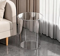 Modern Minimalist Clear & Smoke Gray Cylinder Trash Can | Sleek Transparent Waste Bin for Vanity, Office & Modern Home Decor