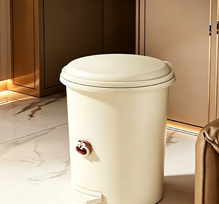Cute Bear Step Trash Can with Hands-Free Pedal | Cream White Waste Bin with 3D Bear Face for Bedroom, Bathroom & Kitchen | Available in 3 Sizes