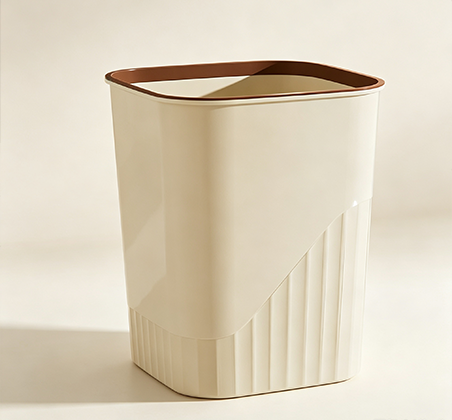 Nesting Stackable Open-Top Trash Cans with Textured Design | Slim Rectangular Waste Bins in Black, Green, Cream & Lavender | Space-Saving for Dorms, Offices & Kitchens